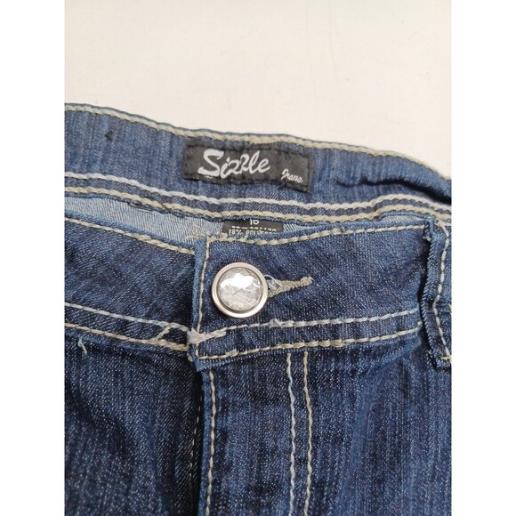 Sizzle Denim Womens Blue Jeans Pockets Distressed Embroidery Sz 16 - Picture 5 of 10